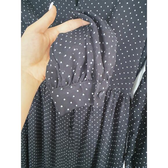 Who What Wear Black Dotted Sheer Sleeved Maxi Dress XS Dark Academia Witchy - Picture 8 of 10